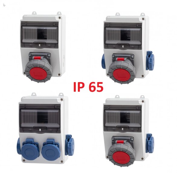 IP65 Stromverteiler Wandverteiler Steckdosen verdrahtet 32A 16A 230V IP65 Modulen Anzahl - 7